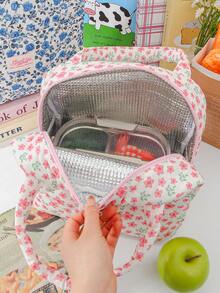 便携式保温午餐包，防水内胆，可爱学生便当包，晚餐保温袋，加厚午餐水果袋，彩色花卉午餐包，超吸睛保冷袋，女生午餐盒 - 彩色 - 查看 4