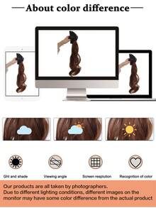 18英寸合成波浪马尾假发，自然无缝长辫，适合节日派对装扮，夹式卷发马尾假发 - 彩色 - 查看 7