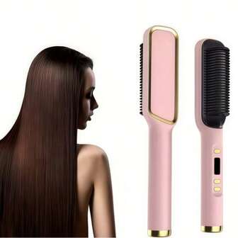 5-Heat Setting Fast Heating Hair Straightening Brush, Suitable For Home And Salon Use