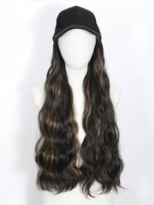 合成长波浪发帽，带接发，一体式假发帽，适合女性和女孩日常发型。 - 挑染金色 - 查看 6