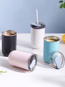 1pc 300ml/10.55oz Stainless Steel Insulated Cup,Stainless Steel Travel Mug,Double Wall Insulated Coffee Cup,Insulated Tumblers With Lid,Cold Drink Cup | Elegant Matte Finish | Double Wall Insulated,Reusable Coffee Cup,Portable Water Cup,Insulated Kettle - Multicolor - View 12