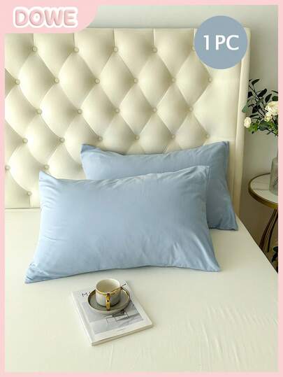 1个100%涤纶枕套，纯色，简约风格，轻盈透气，柔软舒适，不含枕芯，单个枕套，适用于卧室装饰