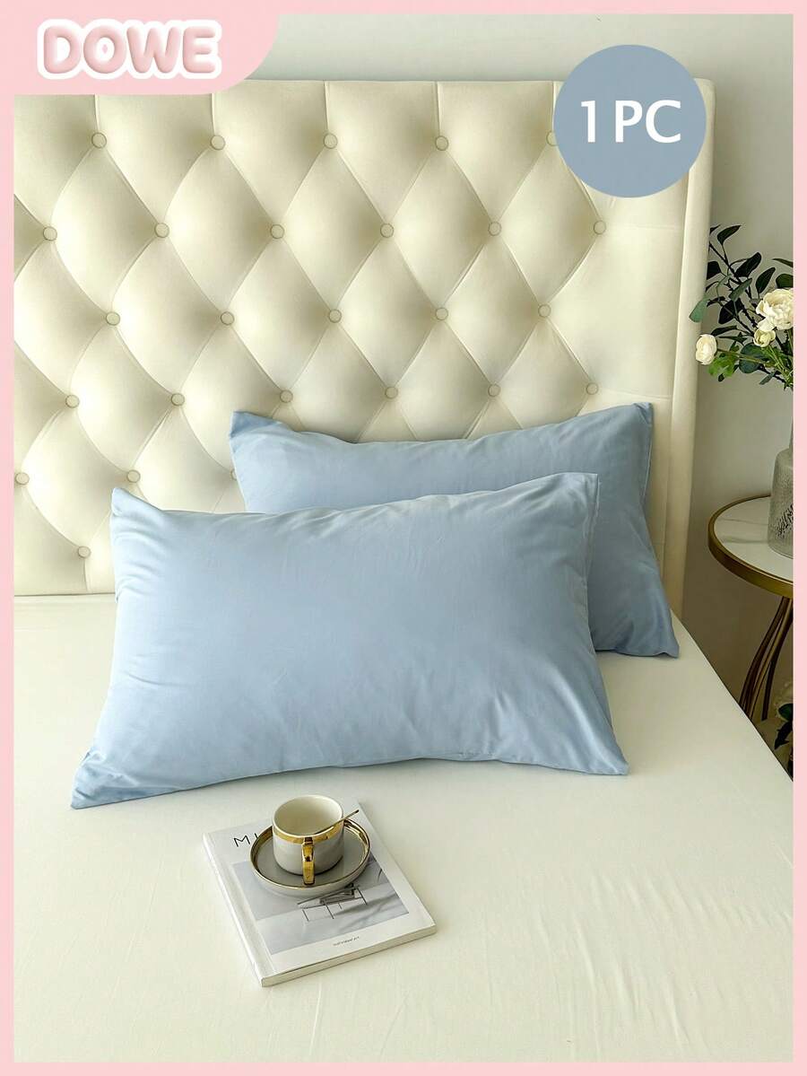 1 vỏ gối 100% polyester, màu trơn, kiểu dáng tối giản, nhẹ và thoáng khí, mềm mại và thoải mái, không kèm ruột gối, vỏ gối đơn, dùng trang trí phòng ngủ. - Màu xanh nhạt - Xem 1