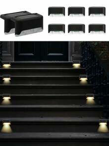4 件/8 件/12 件/16 件户外太阳能装饰灯、1 个 LED 白光/暖光、甲板灯 - 黑色/白色外壳、壁灯、户外花园栅栏灯、景观露台太阳能楼梯灯万圣节圣诞节感恩节礼物