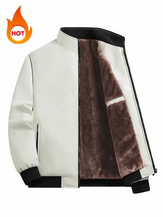 Thermal Lined Hooded Jacket For Men, Versatile, Warm, Casual Street Style