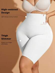 女士加大码收腹提臀塑形短裤，适合日常或打底穿着 - 白色 - 查看 6