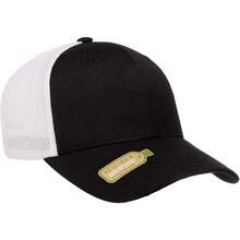 Flexfit Men's 110 Recycled Trucker Mesh Tapa para Hombre - Negro/Blanco - Ver 7