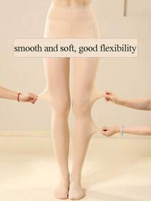 Solid Color Thermal Lined Tights, Sexy Slim Fit Warm Tights, Cozy