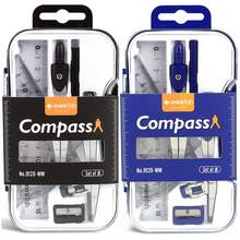 几何尺规套装，包含金属圆规、直尺、量角器和三角板工具，刻度清晰准确，结构坚固耐用，手柄防滑，是学生、课堂学习、家庭作业、考试和几何绘图的理想选择。 - 彩色 - 查看 1