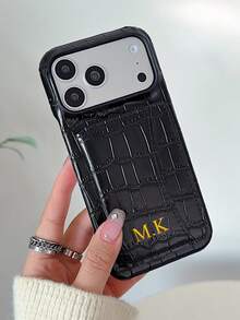 Personalized Luxury Imitation Crocodile Leather Flip Stand Card Holder Multifunctional Wallet Phone Case, Customized Name Gift Compatible With Apple 17 16 15 14 13 12 11 Pro XS Max, Ideal For Valentine's Day, Birthday, Holiday, Men & Women, Anniversary, Wedding, Parents - Pink - View 9