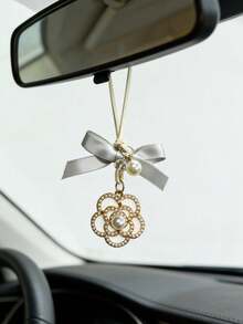 1 buc Accesorii de decorare interioară auto, Pandantiv oglindă retrovizoare auto, Lumină floare perlată din aliaj Decorare interioară auto de lux