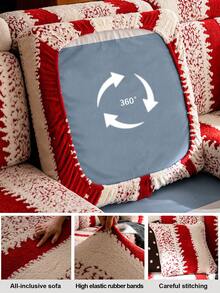 1 tấm bọc ghế sofa mùa đông co giãn bằng vải nhung, đệm sofa lông cừu mùa thu/đông mới, đệm chống trượt bọc toàn bộ, vỏ bọc cho sofa 1/2/3/4 chỗ ngồi trong phòng khách - Đỏ - Xem 9