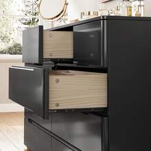 10 Drawer Dresser, 55" Dresser For Bedroom, High Gloss Dresser, Chest Of Drawers, Black, White - 黑色 - 查看 4