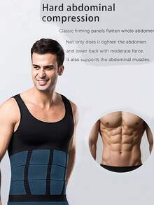 1pc Men's Slim Fit Compression Undershirt, Abdominal Shaping Shirt, Moobs Sweat Vest Suitable For Running, Gym, Home Use, Sports Compression Vest, Shaping Sleeveless Breathable Fitness Vest For Men - Multicolor - View 4
