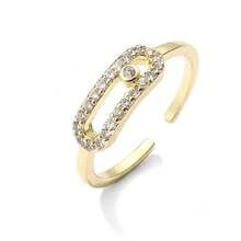European And American Cross-Border Hot-Selling Geometric Open  Inlaid Copper 18K Gold Plated High-End Sense Ring Diamond - Silver - View 2