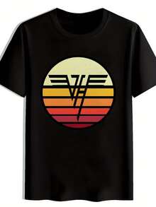 Camiseta gráfica retro de banda de rock para hombres - Camiseta casual de verano de poliéster con cuello redondo y diseño de vintage. Ligero; Transpirable para viajar. Playa. Vacaciones. y regalos para festivales deúsica. Camisa de Playa - Negro - Ver 1