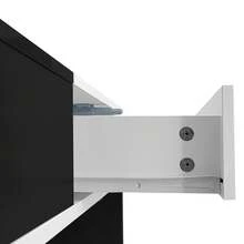 Modern Coffee Table With 2 Drawers – Black And White Design, Storage Space, Glossy Lacquered Top, Length 100 Cm - Black - View 6