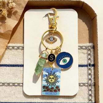 1pc New Devil's Eye Crystal Fashion Versatile Alloy Keychain, Simple Stylish Keyring, Bag Charm, Party Gift