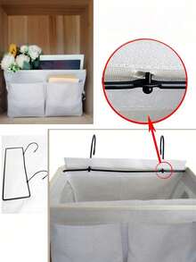 1pcHanging Storage Organizer Bag,Multi-Pocket Bedside Hanging Basket For Phone, Books, Snacks - Fabric Dorm Room Clutter Organizer With Handles, Space Saving Storage Solution For Bedroom, College, Bedside Caddy Organizer,Bedside Hanging Storage Bag Multi-Function Caddy For Bunk Bed Hospital Beds Dorm Bed Rails, Holders Books Glasses Phones Magazine(Beige) - 彩色 - 查看 8