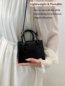 Fashionable Solid Color Retro Mini Handbag For Women, Adjustable & Detachable Crossbody Shoulder Strap With Dual Top Handles, Convertible Retro Purse For Parties, Daily Use, Travel, Shopping, Holds Phone & Keys In Gold, Silver, Black & White, Fashionable And Versatile, Lightweight And Practical, The Best Gift Choice, Birthday Gift, Christmas Gift[US Local Warehouse] - 彩色 - 查看 6