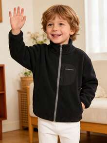 Balabala 2026 Tween Boy Spring Anti-Static Lightweight Letter Print Zip-Up Casual Loose Jacket - Blue Tint - View 4