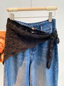 1 pieza Chal/Bufanda ligera de unicolor con encaje de flores de ganchillo para mujer, primavera/verano - Multicolor - Ver 7