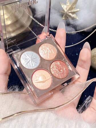  Paleta de sombras de ojos con 4 colores brillantes Dasique, con pigmentación duradera, fácil de aplicar, fórmula suave y difuminable, vegana, libre de crueldad, perfecta para el encanto de la chica rosa festiva, regalo de Navidad para mujeres, marca de maquillaje de moda, maquillaje de vuelta a la escuela, maquillaje de Halloween