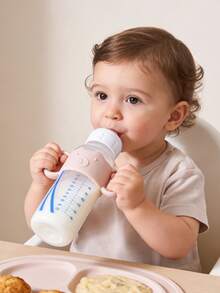 1个硅胶婴儿奶瓶把手，窄吸管奶瓶支架，帮助宝宝抓握奶瓶，通用尺寸，标准瓶颈，可拆卸易握过渡杯把手