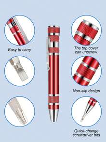 8合1多功能螺丝刀套装 - 铝合金精密螺丝刀，带可互换批头，适用于智能手机、笔记本电脑、汽车内饰、电子产品和DIY维修工具