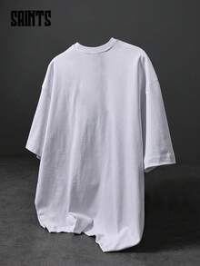 1pc Vintage Distressed Graphic Portrait Print Streetwear Style Unisex Short Sleeve Top - White - View 2