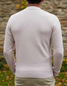 Men's Cold Weather Blouse | Men's Knitted Sweater | Winter Knitted Wool Pullover Long Sleeve V-Neck - 淺粉色 - 查看 5