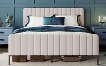 Upholstered Double Bed 180 X 200 Cm, Bed Frame With Slatted Base And Adjustable Headboard, Upholstered Bed In Grey-Beige, Bed Frame Youth Bed For Bedroom Guest Room - Linen Material - Beige - View 6