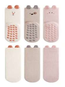 3 Pairs Baby Socks, Cartoon Animal Design, Versatile For All Seasons, Anti-Slip Indoor Toddler Socks - Multicolor - View 14