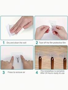 2/4/10pcs Modern Stainless Steel Towel Hooks | Wall Mounted, Self-Adhesive, Brushed Surface, No Drilling Required, Polished ABS Plastic - Multicolor - View 4