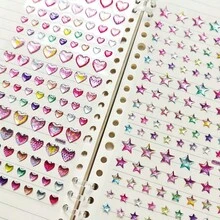 234pcs Rainbow Star And Heart Stickers - Reusable Glossy Gemstone Stickers With Holographic Rainbow Colors (Pink, Blue, Purple, Red, Cyan), Suitable For Scrapbooks, Diaries, Planners, Tech Gadgets, DIY Crafts And Anime, Valentine's Day Stickers - Multicolor - View 1