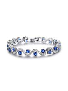 1pc Luxury Women's Cubic Zirconia Inlaid Tennis Bracelet, Suitable For Daily Wear, Best Gift For Valentine's Day/Birthday