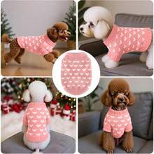 Áo ấm hình trái tim cho chó mùa thu/đông, áo len cho thú cưng, bộ đồ hình trái tim cho chó, quần áo dệt kim cho chó con, áo len cho mèo, phong cách mùa đông, trang phục thoải mái cho thú cưng, bộ ấm áp cho chó con, phù hợp cho chó cỡ vừa và nhỏ. - Hồng - Xem 9