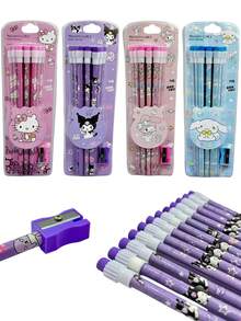 Sanrio 12Pcs Hello Kittys HB Pencil Pencil Sharpener Cartoon Kuromi My Melody Cinnamoroll Drawing And Sketching Office Back To School School Supplies Gift - Multicolor - View 1