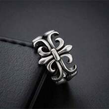 1pc Punk Style Stainless Steel Ring, Cool Men, Party Accessory - Cross Open Ring - View 1