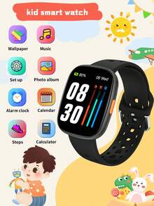 Reloj inteligente para niños 2025, pantalla táctil de 1.83 pulgadas, chip de ultra bajo consumo, contador de pasos, alarma, recordatorio de calendario, conteo de pasos, cuenta regresiva, calculadora, cronómetro, regalo festivo para niños y niñas - Multicolor - Ver 4