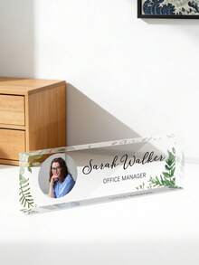Custom Name Plates For Desks With Photo/Logo-16styles,Desk Name Plate Personalized, Personalized Clear Acrylic Glass Block, Office Gifts For Cowrkers, Boss, Teacher/Employee Appreciation Gifts Office Desk Decor For Women Men, Acrylic Desk Accessories, Office Gifts For Boss, Employee Appreciation Gifts