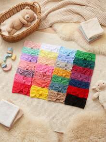 28pcs/Set Newborn Baby Boy Girl Candy Color Soft Nylon Elastic Multifunctional Headbands Set, Suitable For Daily Use - Multicolor - View 7