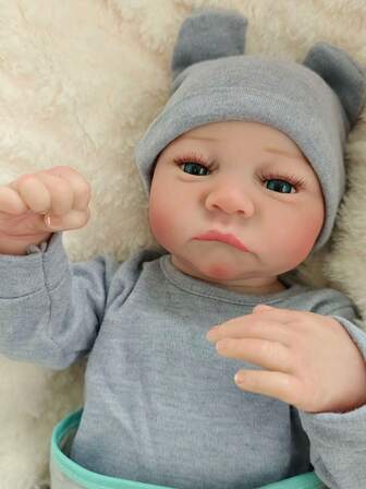 栩栩如生的17英寸/43厘米重生娃娃，全硅胶乙烯基材质，男女宝宝皆可，纯手工艺术娃娃，宛如真婴儿，3D彩绘肌肤，可见血管纹理的乙烯基四肢，逼真的手绘头发，解剖结构精准——完美的收藏级艺术娃娃，圣诞节/生日/感恩节礼物之选。