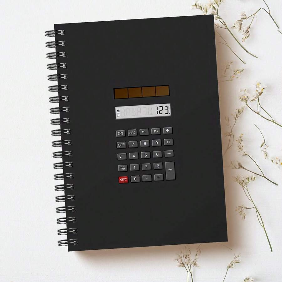 1 Pc A5 Spiral Bound Calculator Notebook - Black, Ideal For Office Calculations, Note-Taking And School Math Assignments - A5 - View 1