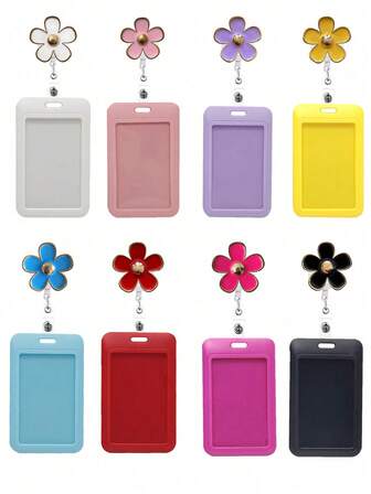 1 st. infällbar namnskyltsrulle med blommönster, slitstark ID-korthållare, engelsk text, annat material, perfekt present till sjuksköterskor, damer, kollegor