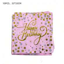 Vajilla para fiestas temáticas de cumpleaños, vajilla desechable, pancartas, vasos, platos, servilletas, manteles, cuchillos, tenedores y cucharas. - Rosa - Ver 3