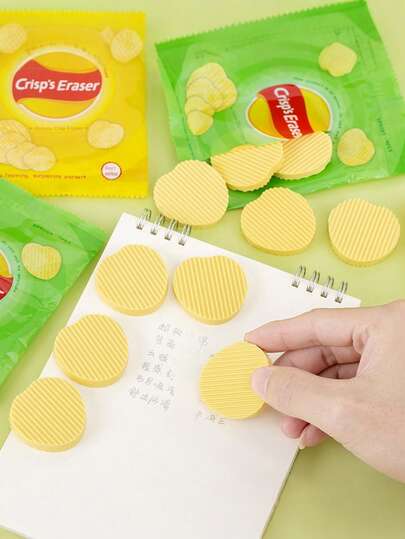 1pc Creative Potato Chip-Shaped Erasers, Student Learning Supplies, Fun Erasers, Pencil Correction Tools, Realistic Erasers, School Supplies, Back-To-School Essentials