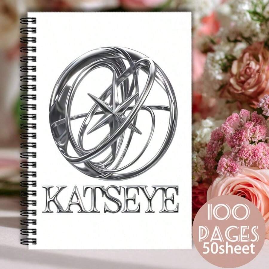 1本印有KATSEYE女团标志的K-Pop螺旋笔记本 - 可爱的K-Pop主题日记本和计划本，粉丝礼物，办公用品，韩剧周边（复古粉色），适合K-Pop收藏家 - A5 - 查看 1
