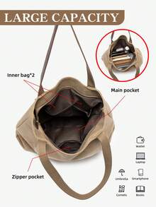 MIYIN Bolsa Tote Retrô com Estampa de Letras na Cor Cáqui, Bolsa Portátil com Zíper, Presente Ideal para Amigas, Bolsa Tote Portátil e Versátil para Professoras, Bolsa de Linho para Agradecimento às Professoras, Presente para Mulheres, Presente para o Dia das Professoras, Bolsa de Ombro Grande em Estilo Retrô, Presente Perfeito para Mulheres, Mães, Professoras, Amigas, Presente de Agradecimento às Professoras, Bolsa Ideal para Compras e Presentes de Fim de Ano para Profissionais, Perfeita para Escritório, Universidade, Trabalho, Negócios, Deslocamento Diário, Atividades ao Ar Livre, Viagens e Passeios.