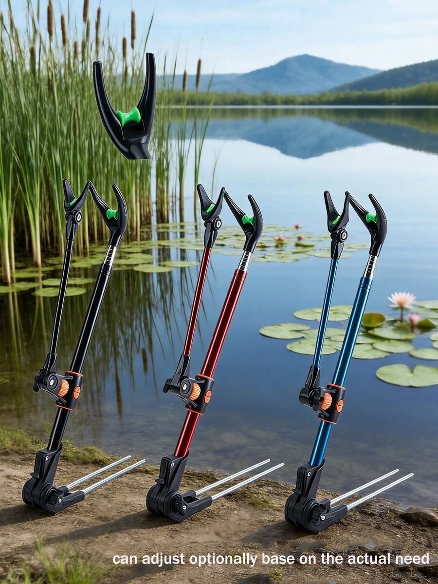 GOTURE 1个鱼竿支架，可折叠伸缩式鱼竿支架，带地面柱塞，支持1.7-2.4米/5.57-7.87英尺鱼竿，方便实用